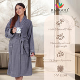Rangoli Sunshine 500 GSM Cotton Bathrobe For Women with Rope